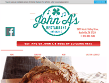 Tablet Screenshot of johnasrestaurant.com